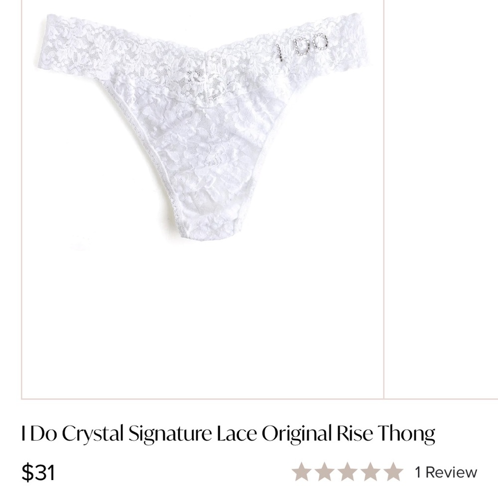COPY - NWOT Hanky Panky I do Crystal Lace Original Rise Thing One Size in White